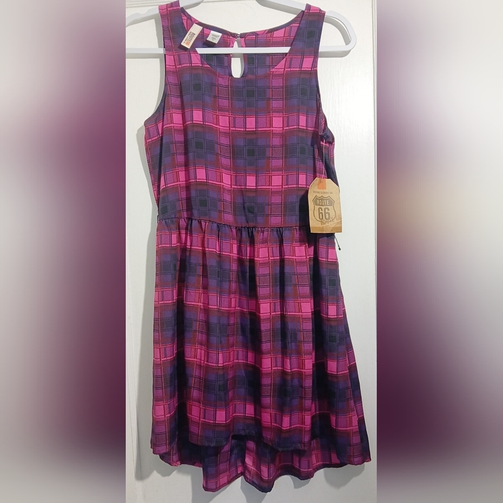 Route 66 Plaid Pink And Purple Dress NWT